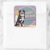 Berner Berghond Kleurrijk Vierkante Sticker (Tas)