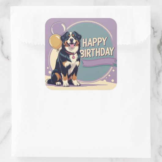 Berner Berghond Kleurrijk Vierkante Sticker (Tas)