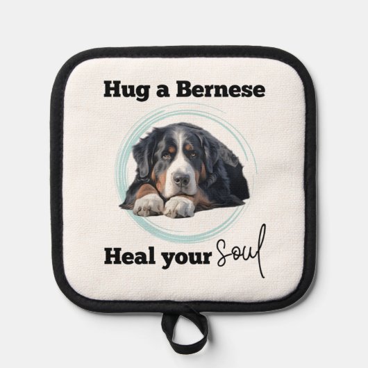 Berner berghond - knuffel een berner pannenlap (Voorkant)