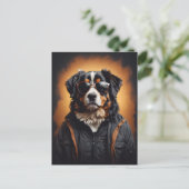 Berner berghond met jas en zonnebril briefkaart (Staand voorkant)