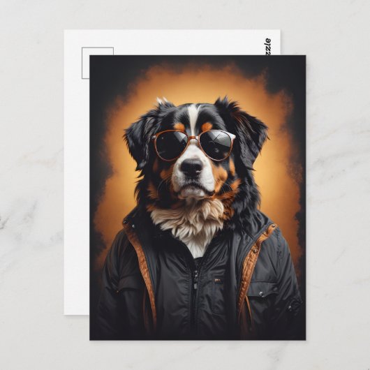 Berner berghond met jas en zonnebril briefkaart (Voorkant / Achterkant)