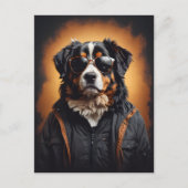 Berner berghond met jas en zonnebril briefkaart (Voorkant)
