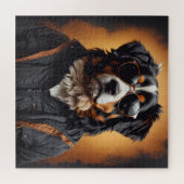 Berner berghond met jas en zonnebril legpuzzel (Horizontaal)