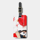 Berner Berghond met rood Kerstmis Ornament Bagagelabel (Voorkant verticaal)