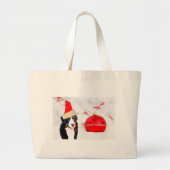 Berner Berghond met rood Kerstmis Ornament Grote Tote Bag (Voorkant)