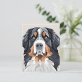 Berner berghond op een grijze achtergrond briefkaart (Staand voorkant)
