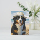 Berner Berghond op het strand Briefkaart (Staand voorkant)