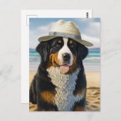 Berner Berghond op het strand Briefkaart (Voorkant / Achterkant)