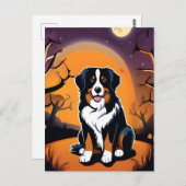 Berner Berghond Paarse Sinaasappel Halloween Briefkaart (Voorkant / Achterkant)