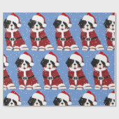 Berner Berghond Santa Paws Blauw Cadeaupapier (Vlak)
