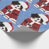 Berner Berghond Santa Paws Blauw Cadeaupapier (Hoek)