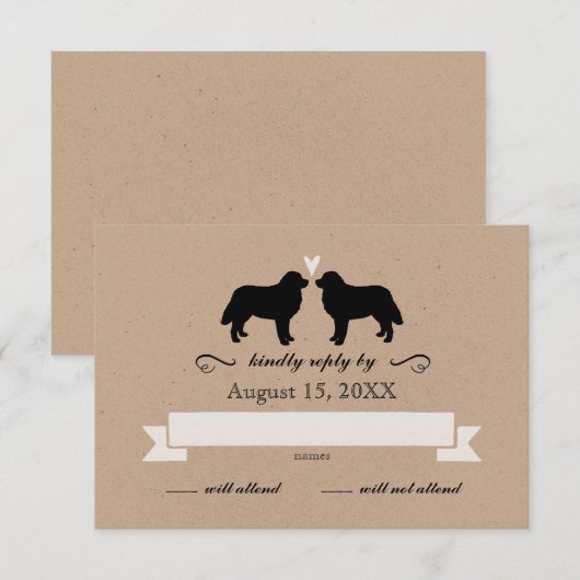 Berner Berghond Silhouetten Bruiloft RSVP (Voorkant / Achterkant)