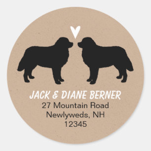 Berner Berghond Silhouetten Retouradres Ronde Sticker
