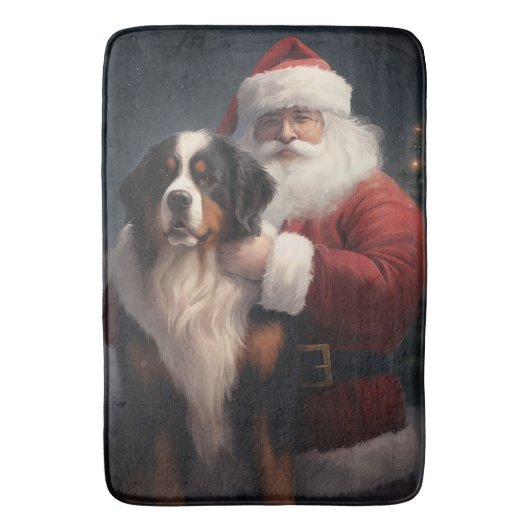 Berner Berghond Sinterklaas Feestelijke Kerstmis Badmat (Voorkant Verticaal)