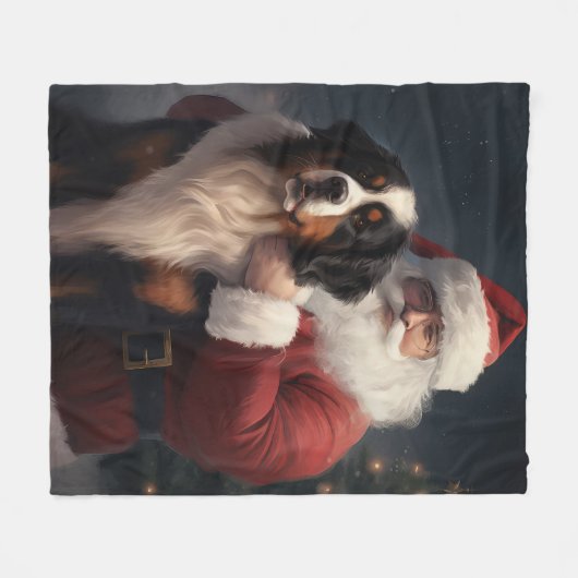 Berner Berghond Sinterklaas Feestelijke Kerstmis Fleece Deken (Voorkant (Horizontaal))