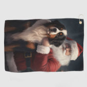Berner Berghond Sinterklaas Feestelijke Kerstmis Golfhanddoek (Horizontaal)