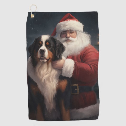 Berner Berghond Sinterklaas Feestelijke Kerstmis Golfhanddoek (Voorkant)
