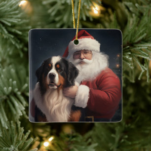 Berner Berghond Sinterklaas Feestelijke Kerstmis Keramisch Ornament