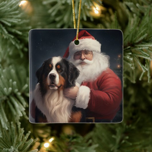 Berner Berghond Sinterklaas Feestelijke Kerstmis Keramisch Ornament (Boom)