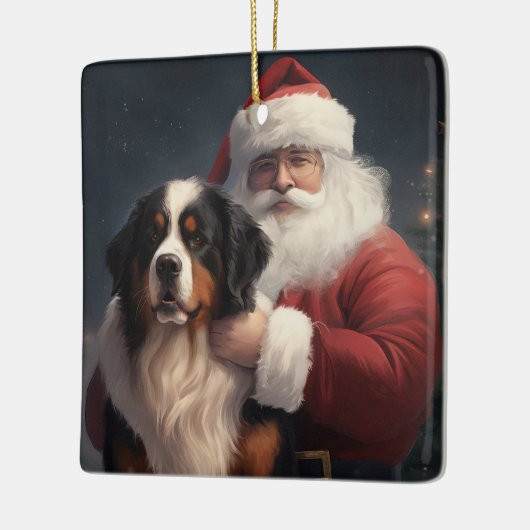 Berner Berghond Sinterklaas Feestelijke Kerstmis Keramisch Ornament (Links)
