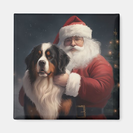 Berner Berghond Sinterklaas Feestelijke Kerstmis Magneet (Voorkant)