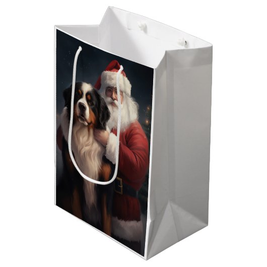 Berner Berghond Sinterklaas Feestelijke Kerstmis Medium Cadeauzakje (Voorkant Gekanteld)