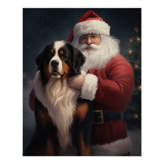 Berner Berghond Sinterklaas Feestelijke Kerstmis Perfect Poster (Voorkant)