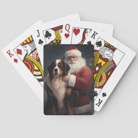 Berner Berghond Sinterklaas Feestelijke Kerstmis Pokerkaarten (Achterkant)