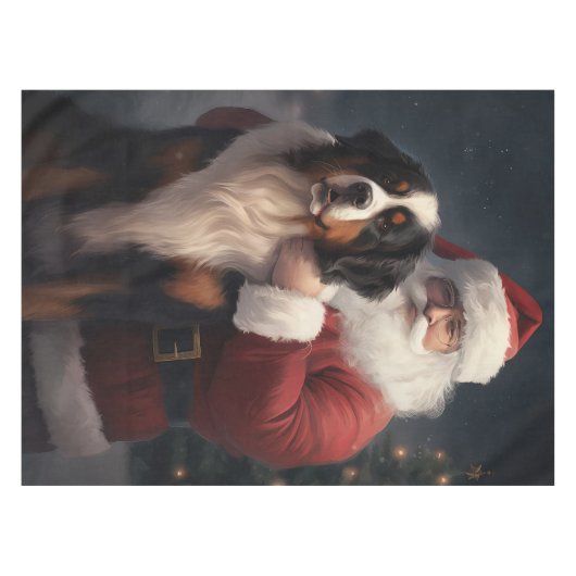 Berner Berghond Sinterklaas Feestelijke Kerstmis Tafelkleed (Voorkant (Horizontaal))