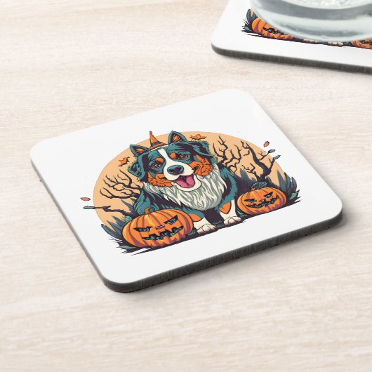 Berner Berghond Spooky Halloween Bier Onderzetter (Linkerzijde)