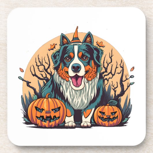Berner Berghond Spooky Halloween Bier Onderzetter (Voorkant)