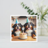 Berner Berghond uitnodiging, Hond verjaardag Kaart (Staand voorkant)
