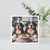 Berner Berghond uitnodiging, Hond verjaardag Kaart (Staand voorkant)