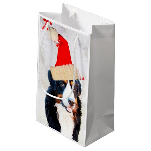 Berner Berghond W Kerst Pet Gift Bag Klein Cadeauzakje (Achterkant Gekanteld)