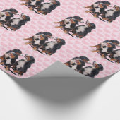 Berner Berghonden met Roze Harten Cadeaupapier (Hoek)