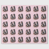 Berner Berghonden met Roze Harten Cadeaupapier (Vlak)