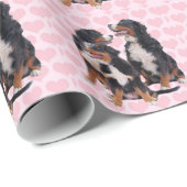 Berner Berghonden met Roze Harten Cadeaupapier (Rol Hoek)
