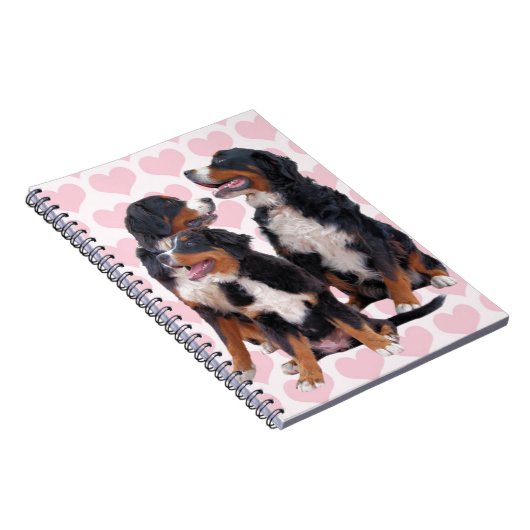 Berner Berghonden met Roze Harten Notitieboek (Rechterzijde)