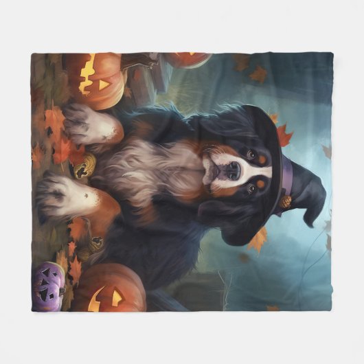 Berner bergpompoenen Halloween eng Fleece Deken (Voorkant (Horizontaal))