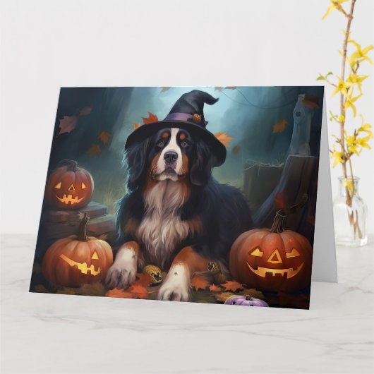 Berner bergpompoenen Halloween eng Kaart (Gele Bloem)