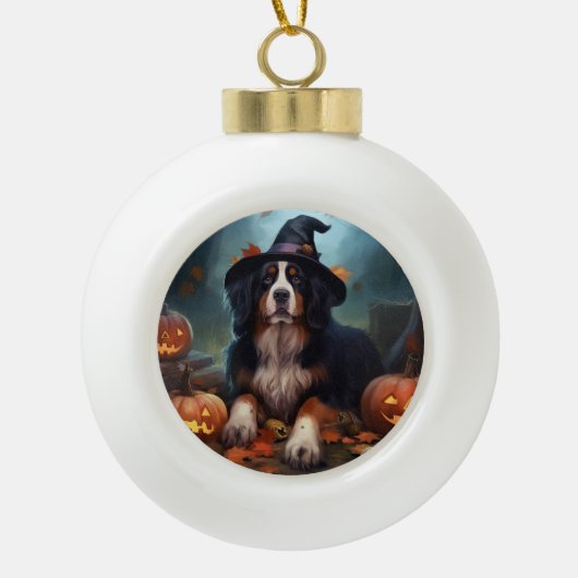 Berner bergpompoenen Halloween eng Keramische Bal Ornament (Voorkant)