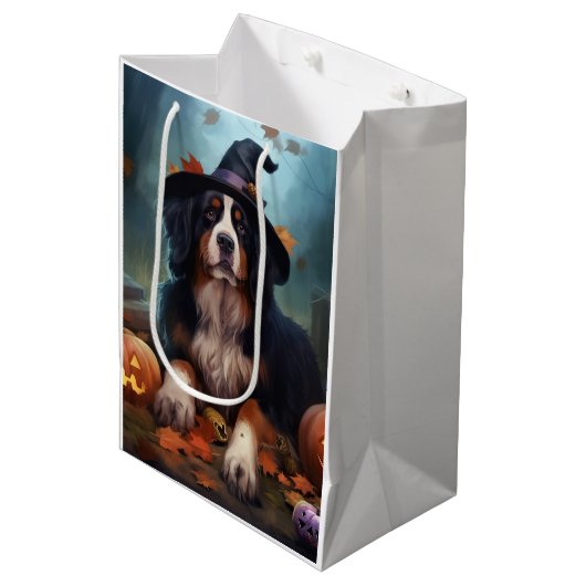 Berner bergpompoenen Halloween eng Medium Cadeauzakje (Voorkant Gekanteld)