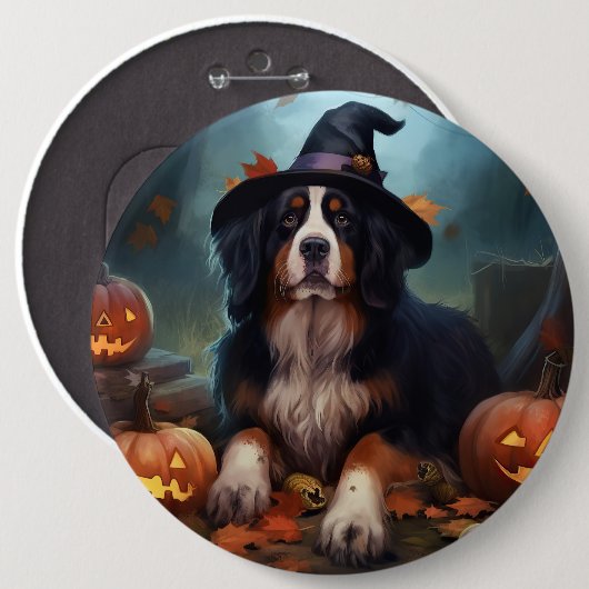 Berner bergpompoenen Halloween eng Ronde Button 6,0 Cm (Voorkant /achterkant)