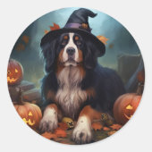 Berner bergpompoenen Halloween eng Ronde Sticker (Voorkant)