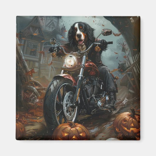 Berner Bergrijden Motorfiets Halloween Eng Magneet (Voorkant)