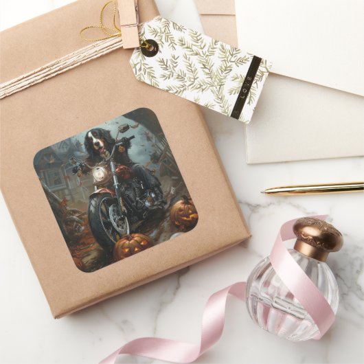 Berner Bergrijden Motorfiets Halloween Eng Vierkante Sticker (Geschenken)