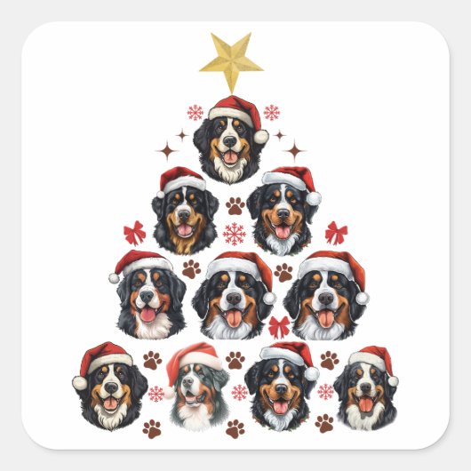 Berner Berner Berner Kerstboom, Kerstberner Vierkante Sticker (Voorkant)