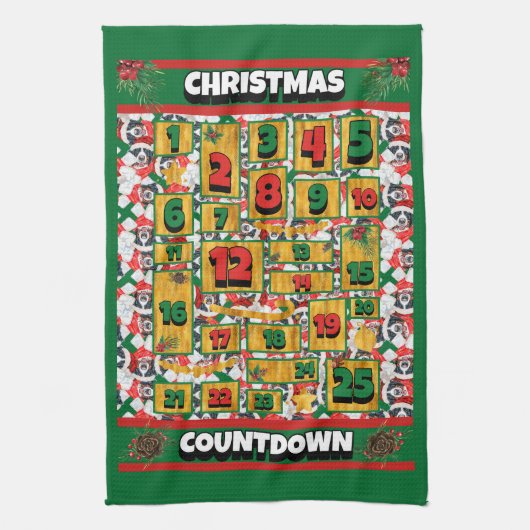 Berner Countdown Kerst Adventskalender Hond Theedoek (Verticaal)