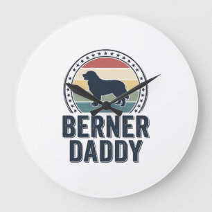 Berner Daddy Vintage Dog Dad Vector Shirt Design_1 Grote Klok