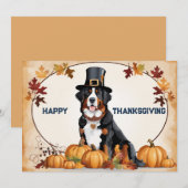 Berner Hond Met Pelgrim Pet Happy Thanksgiving Feestdagenkaart (Voorkant / Achterkant)
